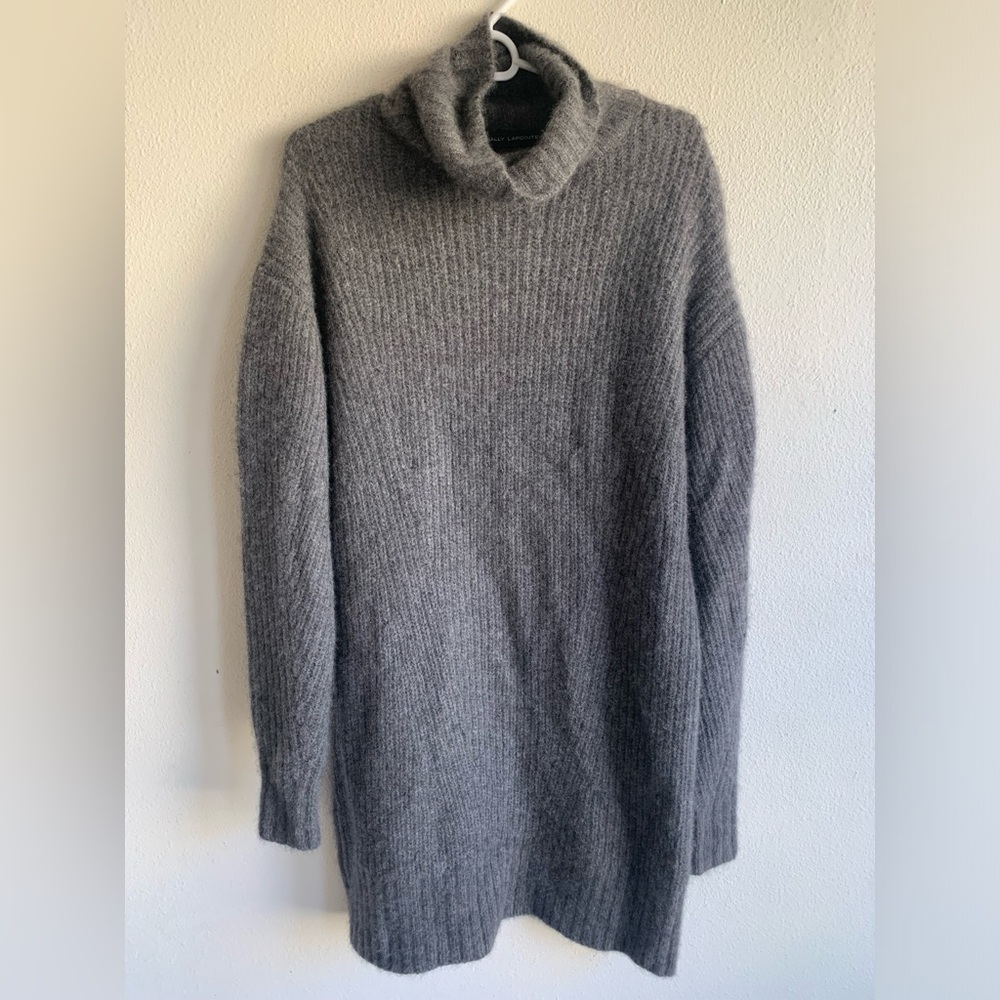 Sally Lapointe Women’s M Long Cashmere Silk Sweater Mock Neck